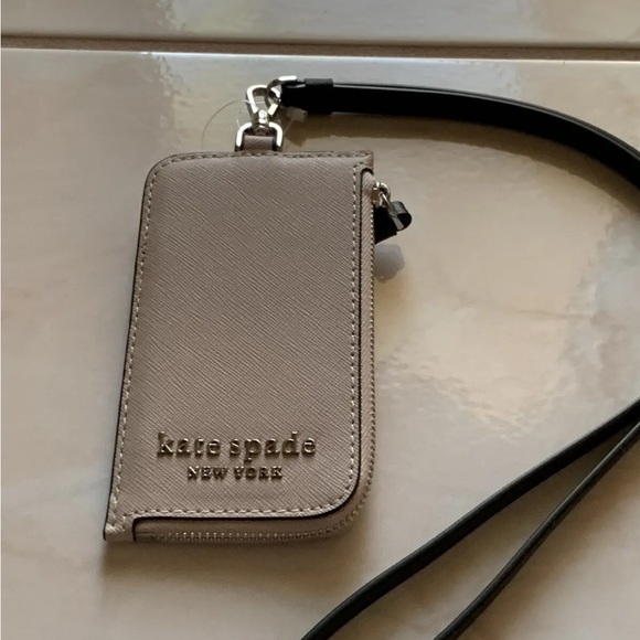 KATE SPADE CARD CASE LANYARD WLRU6012 WARM BEIGE NEW WITH TAG - Picture 4 of 10